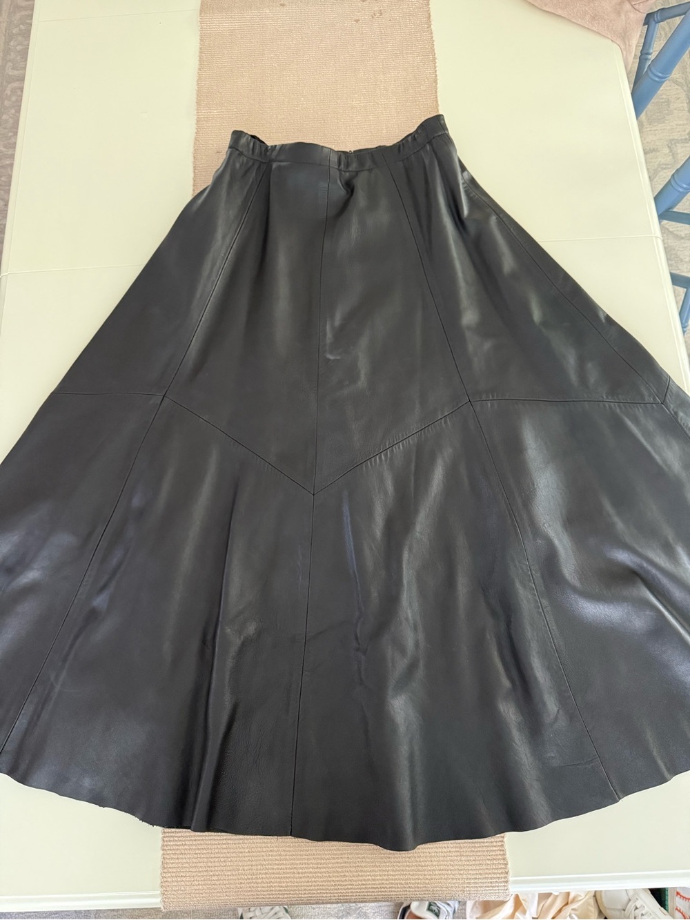 Vintage 100% Leather Godet Midi Skirt